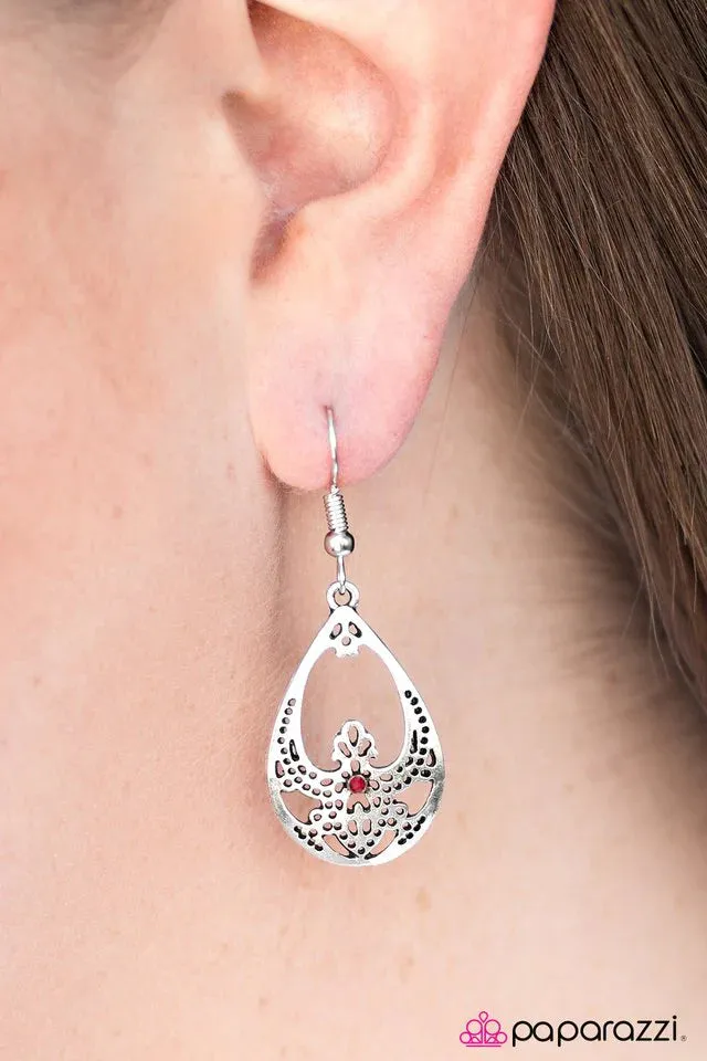 Paparazzi Earring ~ Tranquil Twinkle - Red