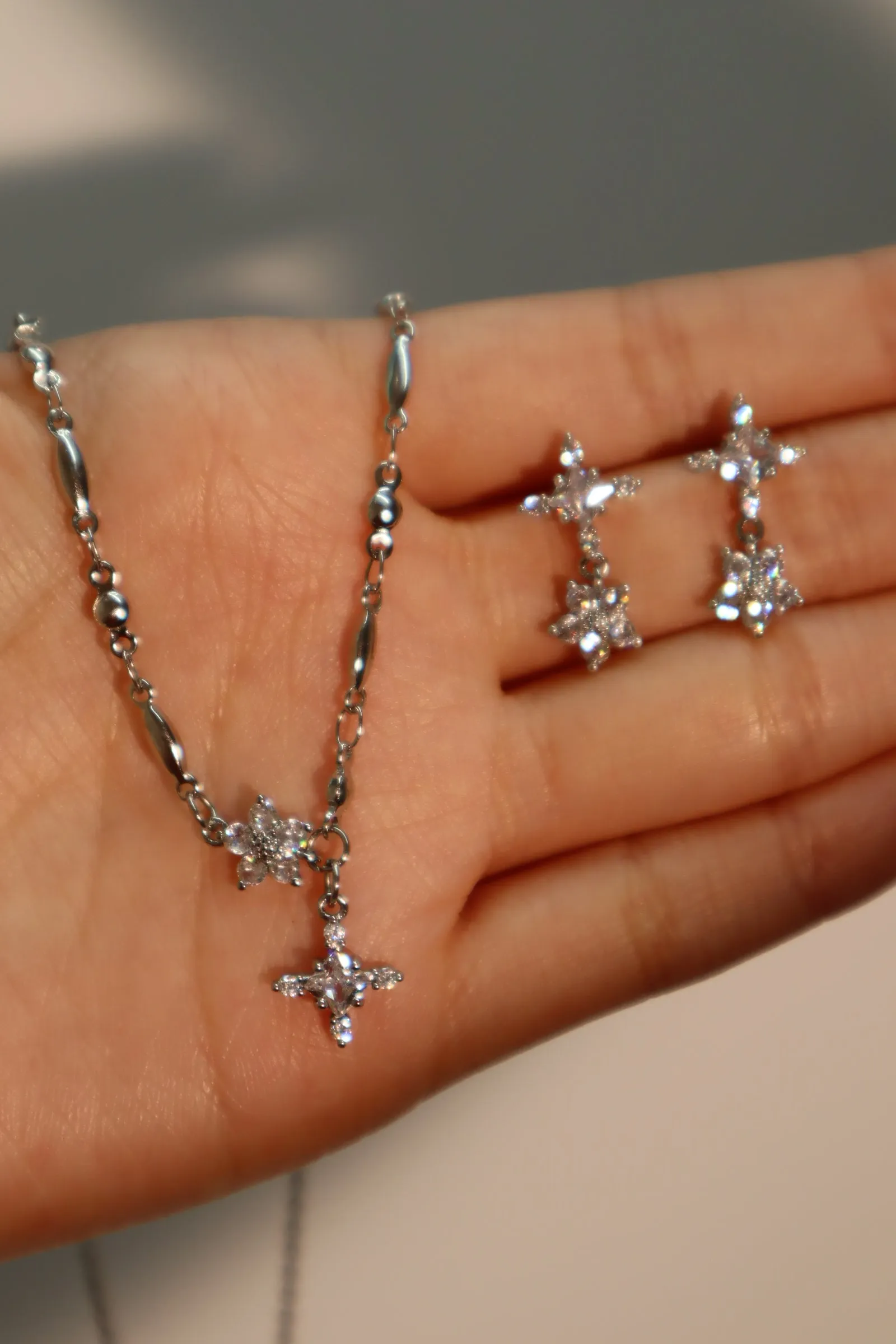 Platinum Plated Diamond Cross Necklace