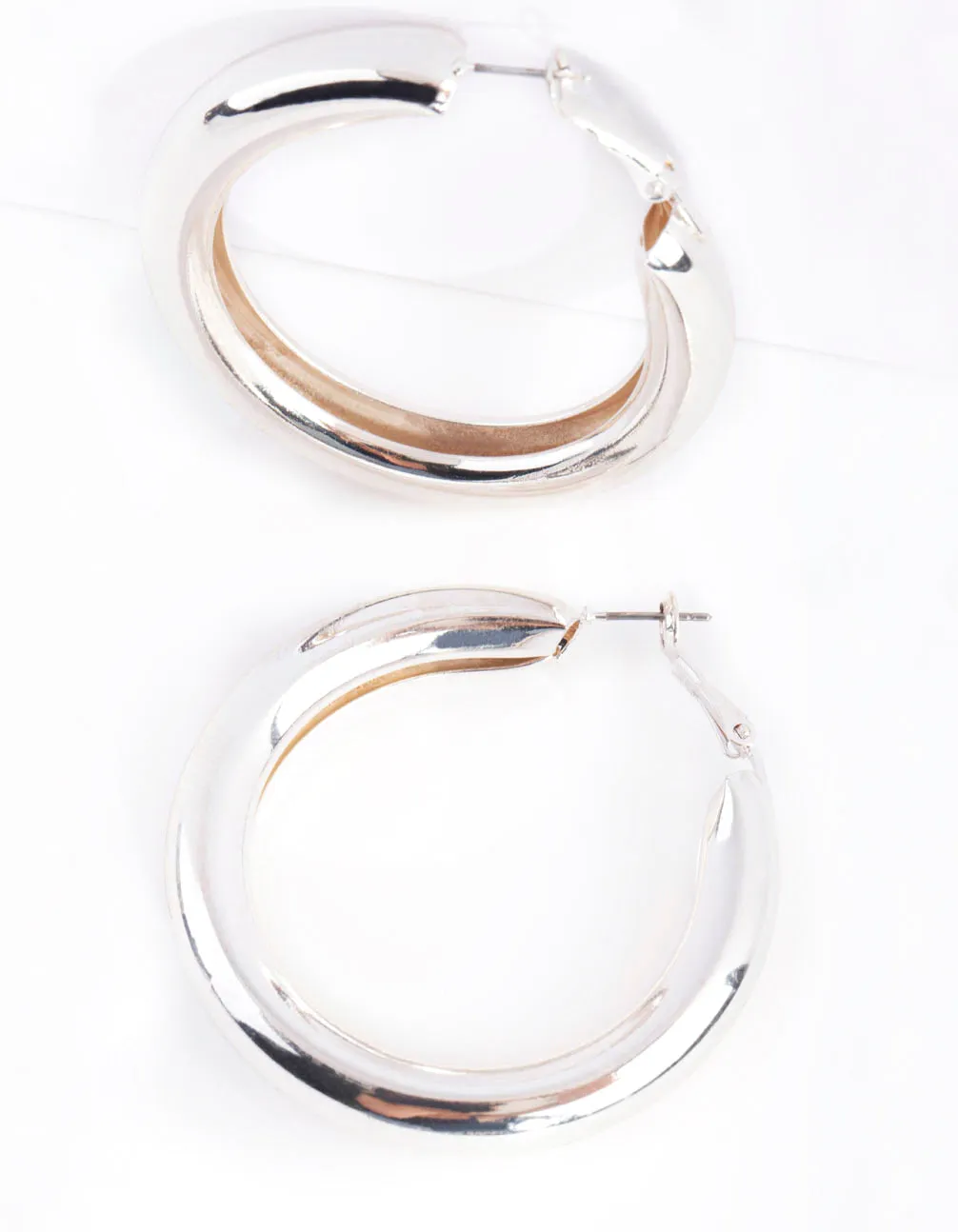 Polished Silver Chunky Hoop Earrings