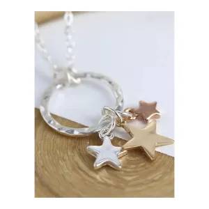 POM 3 Stars Hammered Hoop Necklace (Colours)