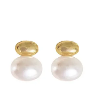 Pre Order:  Retro Flat Bean Pearl Earrings