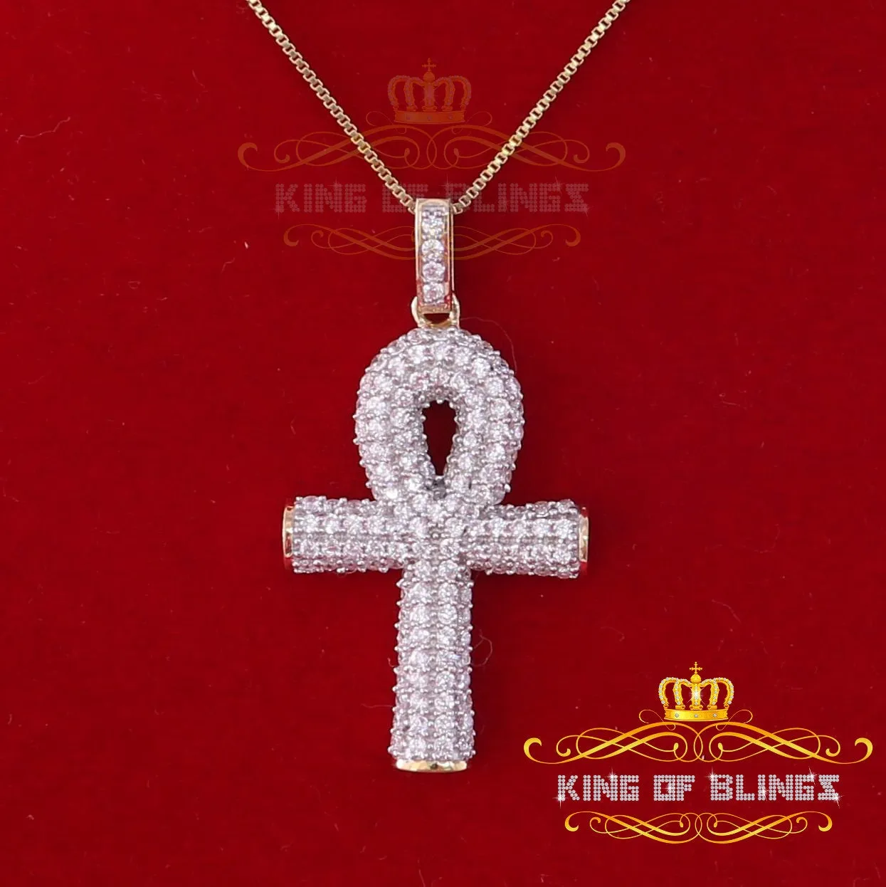 Promising Yellow Sterling Silver ANKH Shape Pendant with 1.85ct Cubic Zirconia