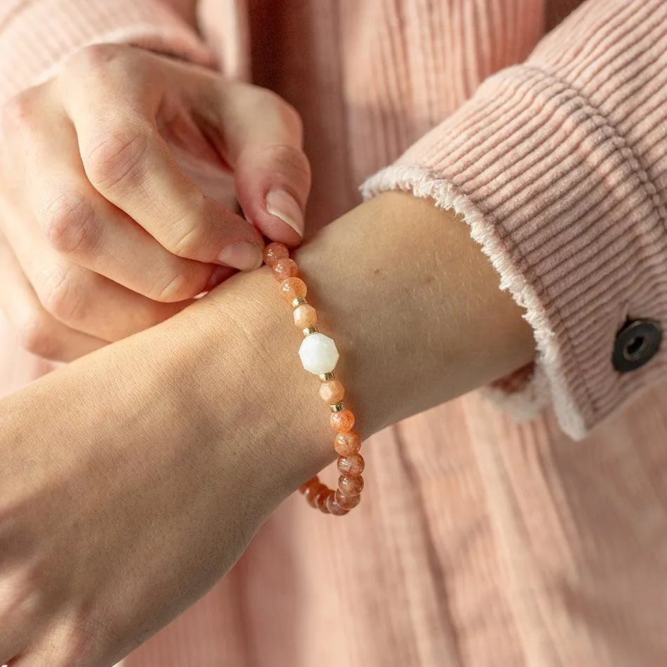 Radiant Harmony Sunstone & Moonstone Gemstone Bracelet 6mm