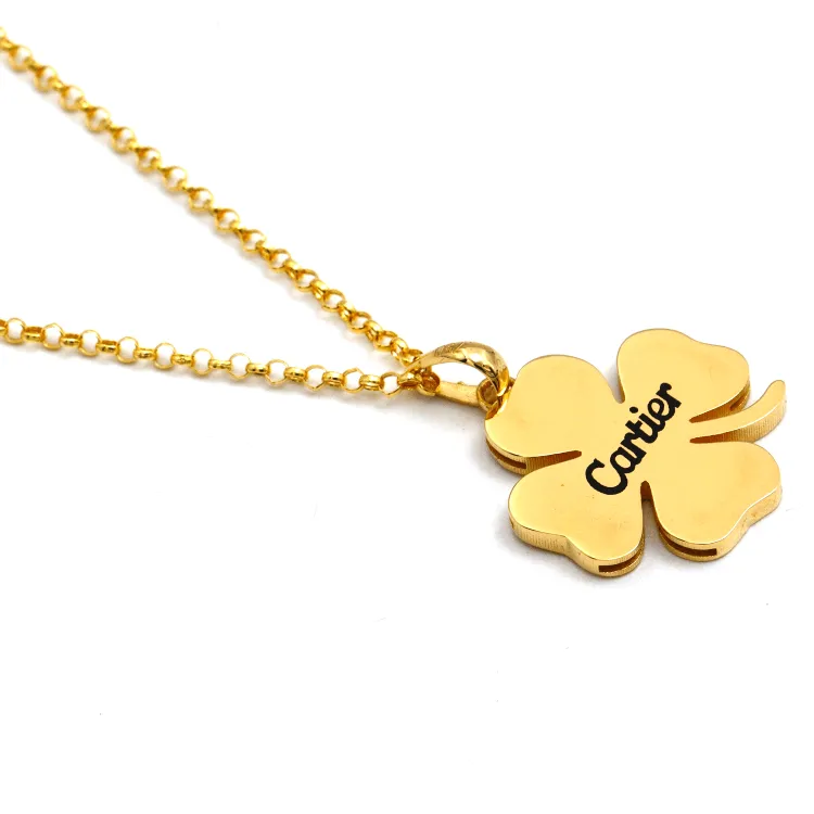 Real Gold GZCR Flower Plain Luxury Pendant 0851/2 With Holo Rolo Chain 5724 CWP 1915