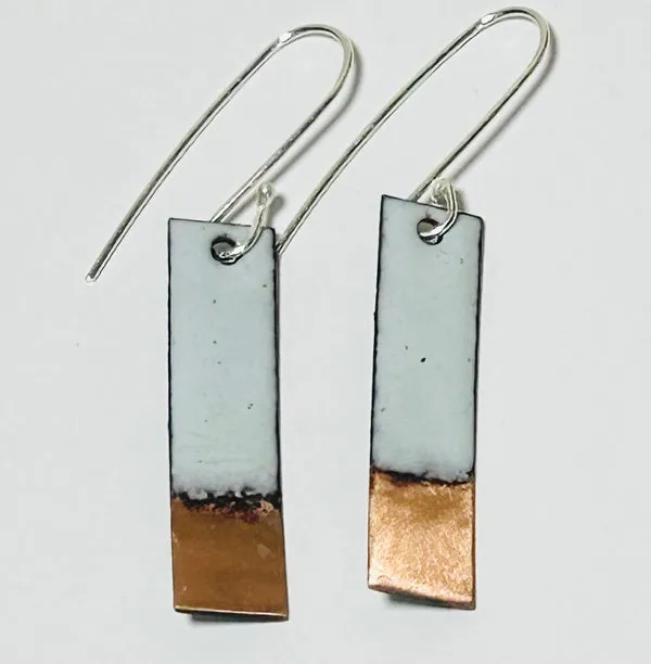 Rectangle Enamel Earrings (Off white-Copper Tip) JM56