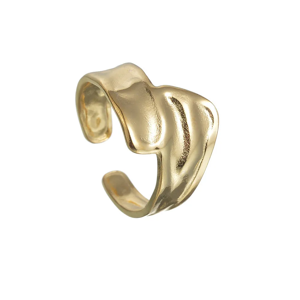 Ripple Titanium Steel Adjustable Women's Ring - Planderful Collection "Everyday Genie"