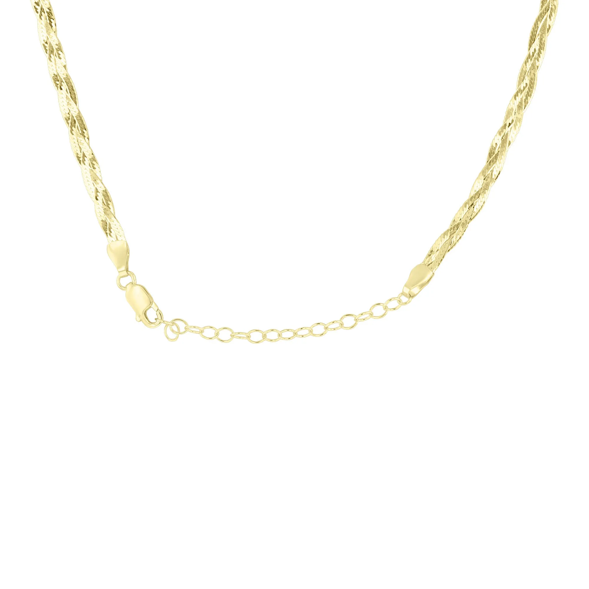 Roma Gold Braided Herringbone Chain Necklace