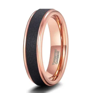 Rose Gold Tungsten Wedding Band with Sandstone Wedding Band