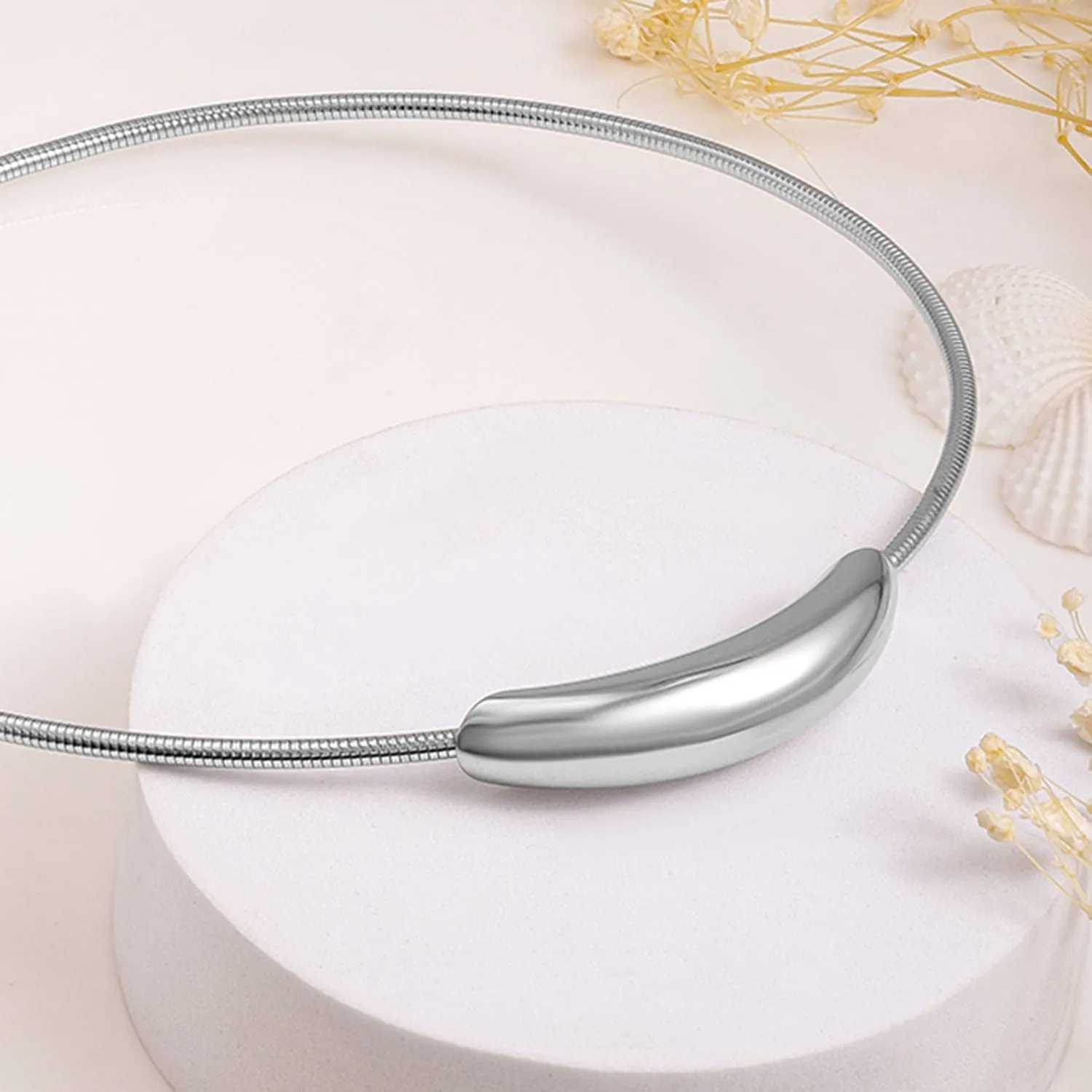 Rubans Voguish Silver Plated Stainless Steel Tarnish-Free Waterproof Minimalist Statement Choker Necklace