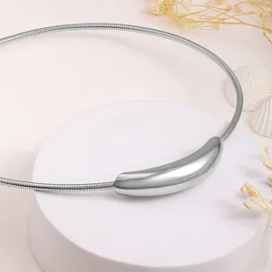 Rubans Voguish Silver Plated Stainless Steel Tarnish-Free Waterproof Minimalist Statement Choker Necklace