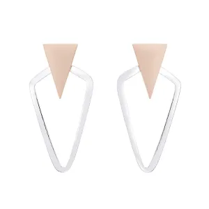 Silver & Rose Gold Geometric Triangle Earrings