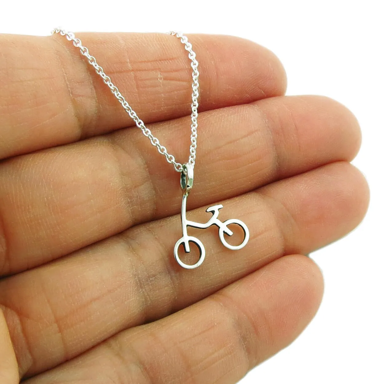 Silver Bicycle Necklace