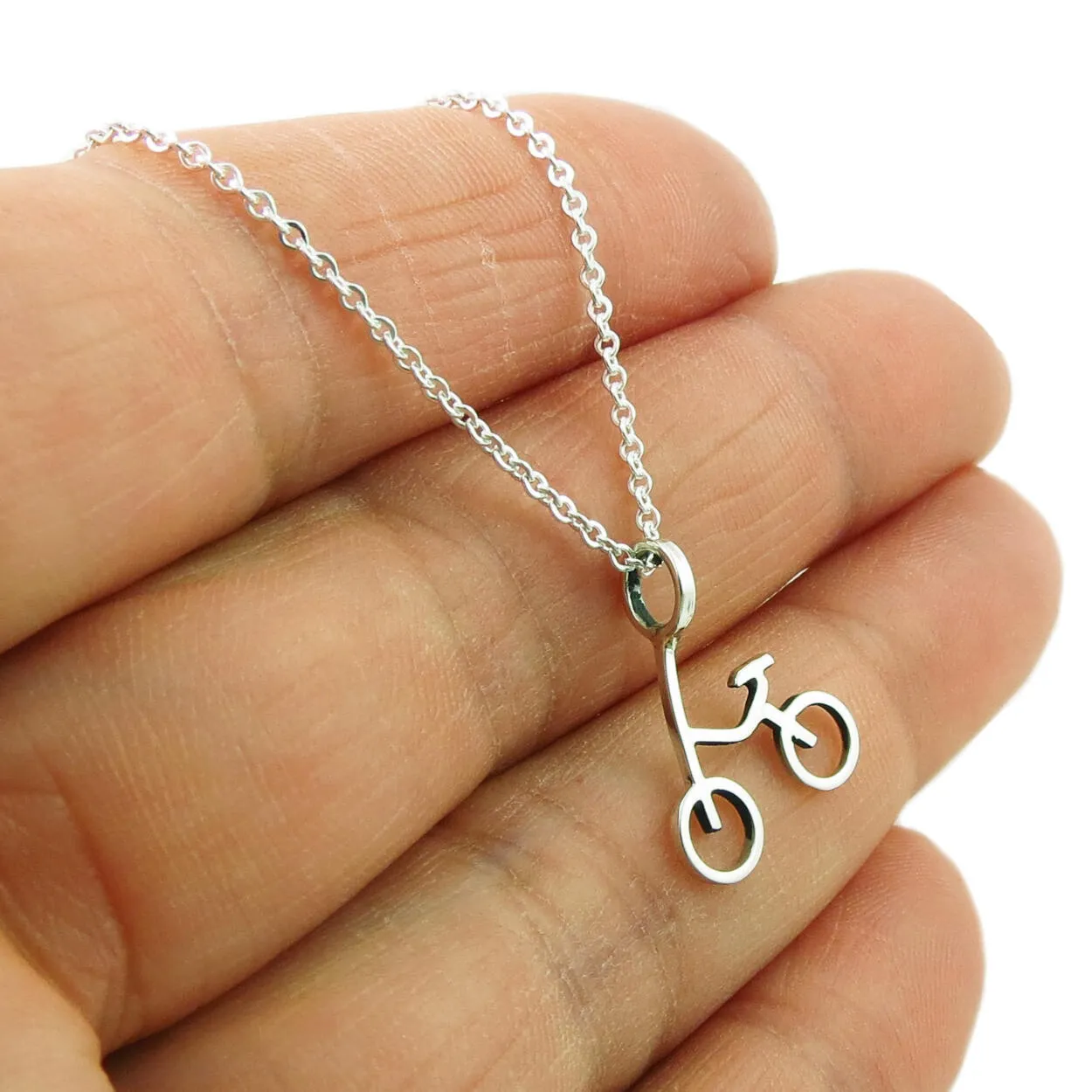 Silver Bicycle Necklace