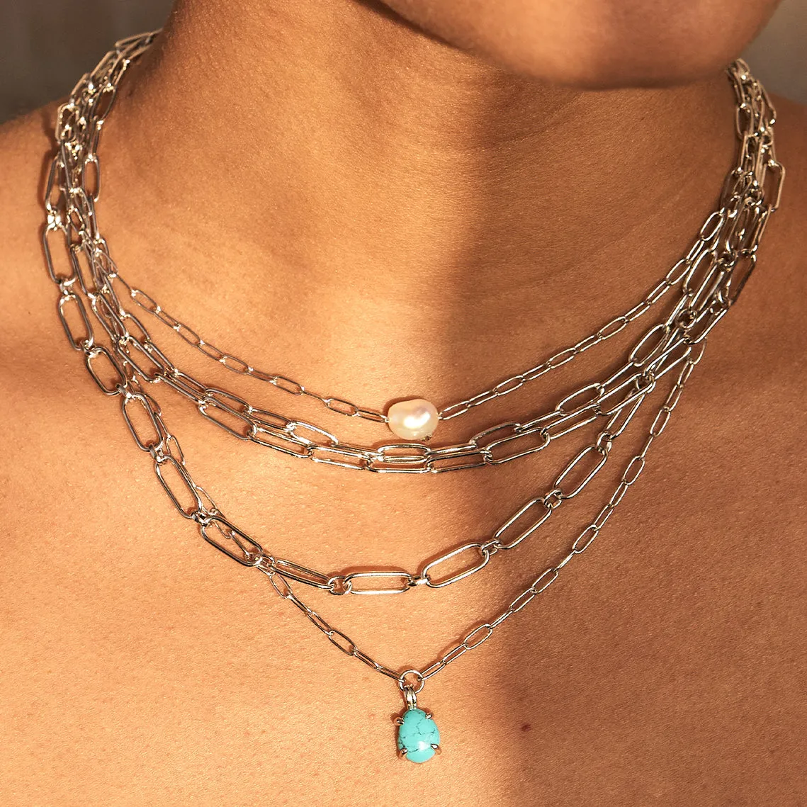 Silver Cable Connect Chunky Chain Necklace