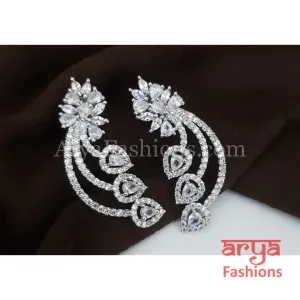 Silver Cubic Zirconia Studs with Silver CZ stones