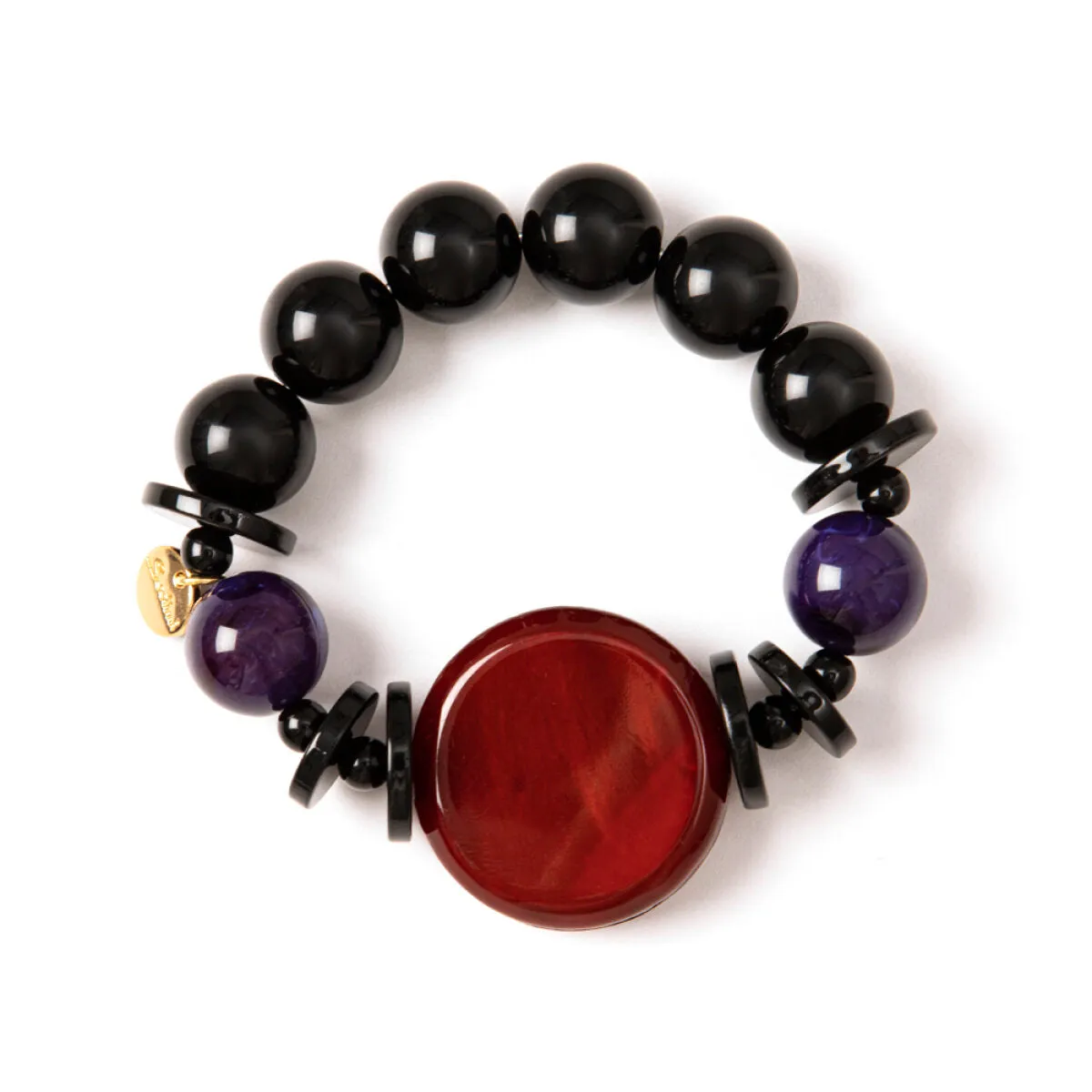 SODINI ADJUSTABLE BRACELETS WITH A STRING OF BEADS IN RED AND BLACK