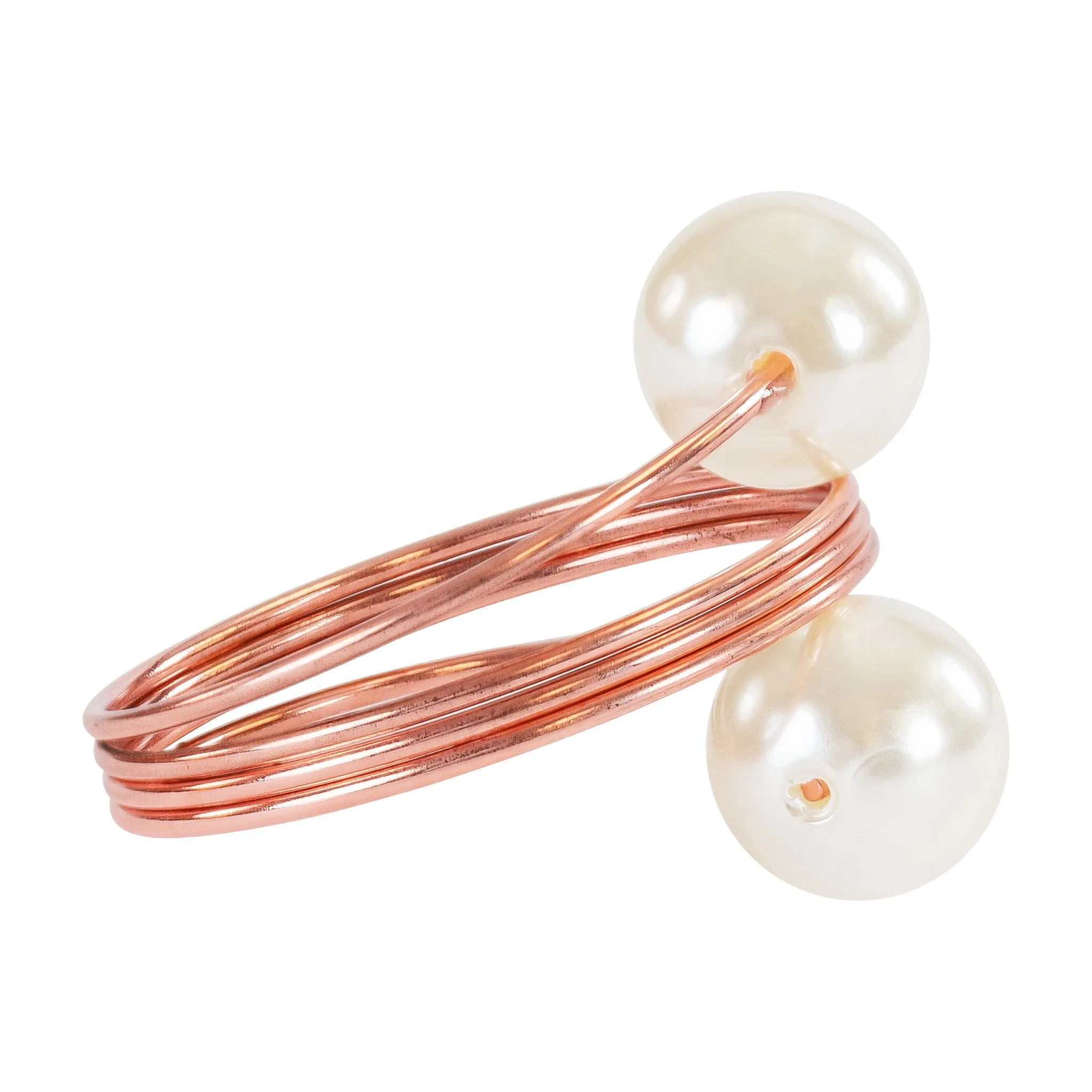 Spiral Faux Pearl Napkin Ring - Blush/Rose Gold