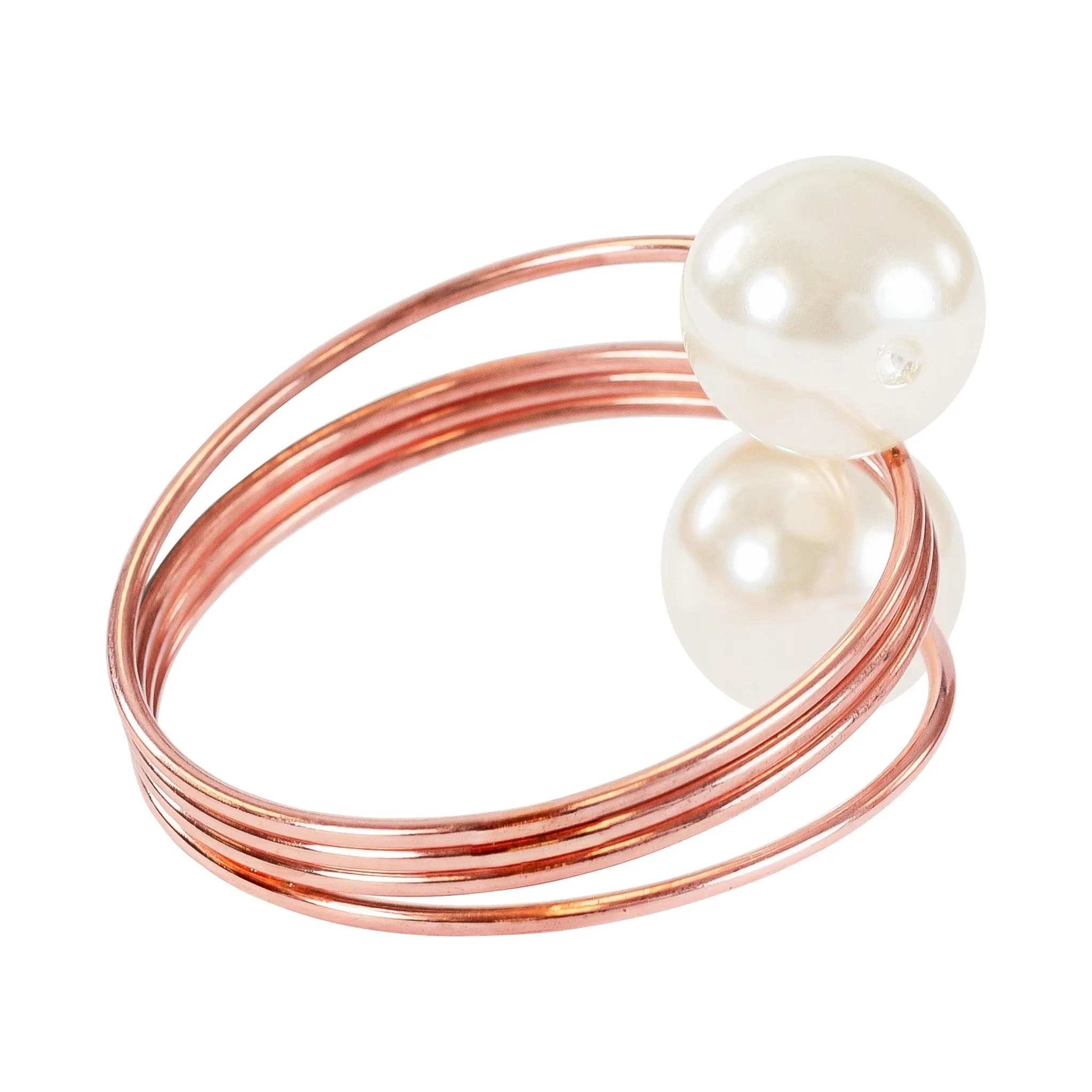 Spiral Faux Pearl Napkin Ring - Blush/Rose Gold