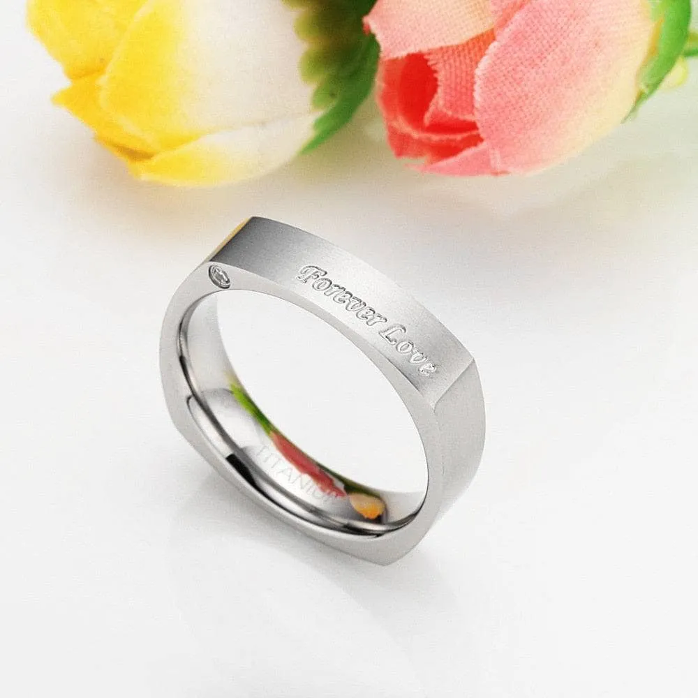 Square Engraved Titanium Men's Wedding Band