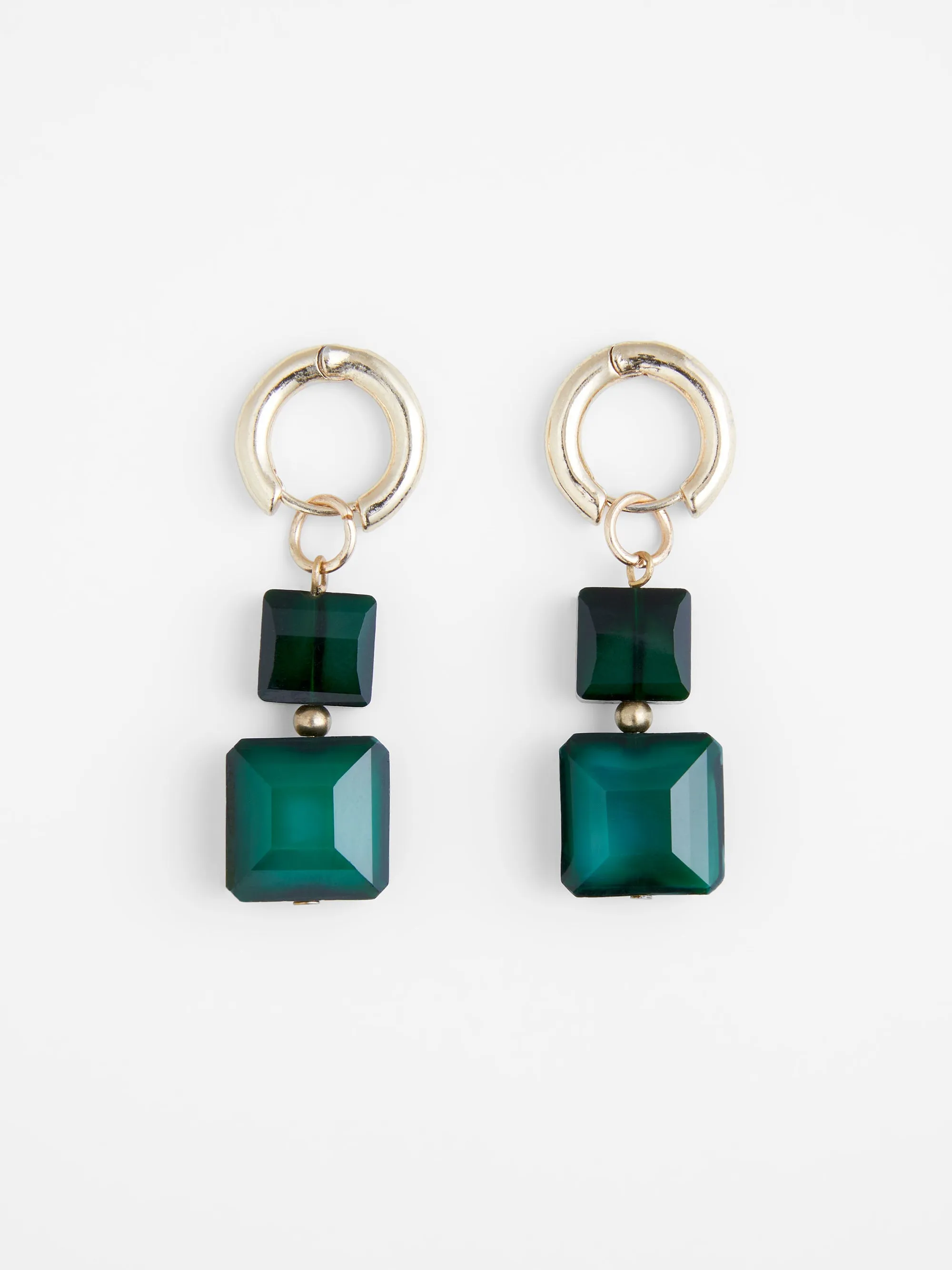 Square Glass Huggie Earrings