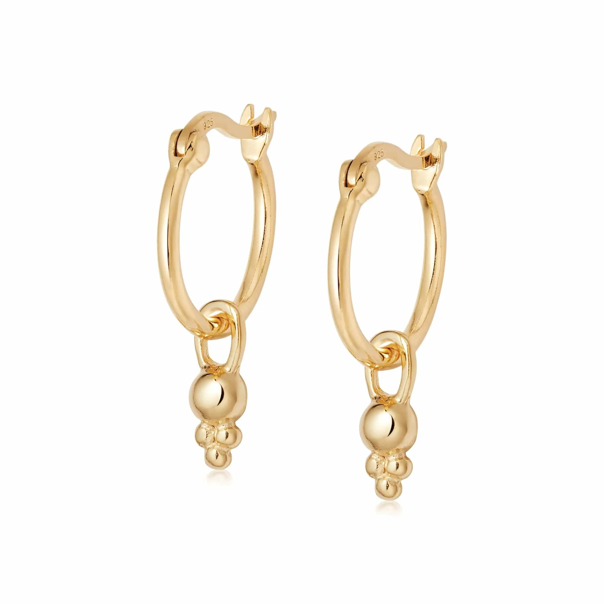 Stacked Beaded Charm Earrings 18Ct Gold Plate