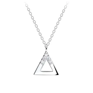 Sterling Silver Geometric Triangle CZ Necklace