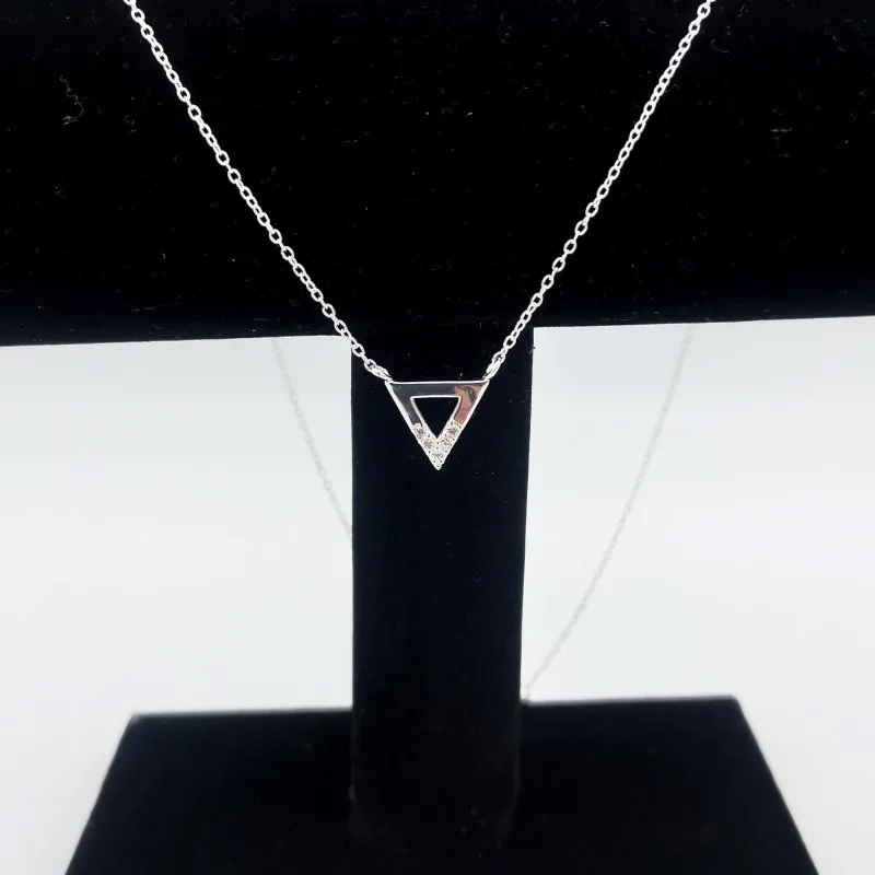 Sterling Silver Geometric Triangle CZ Necklace