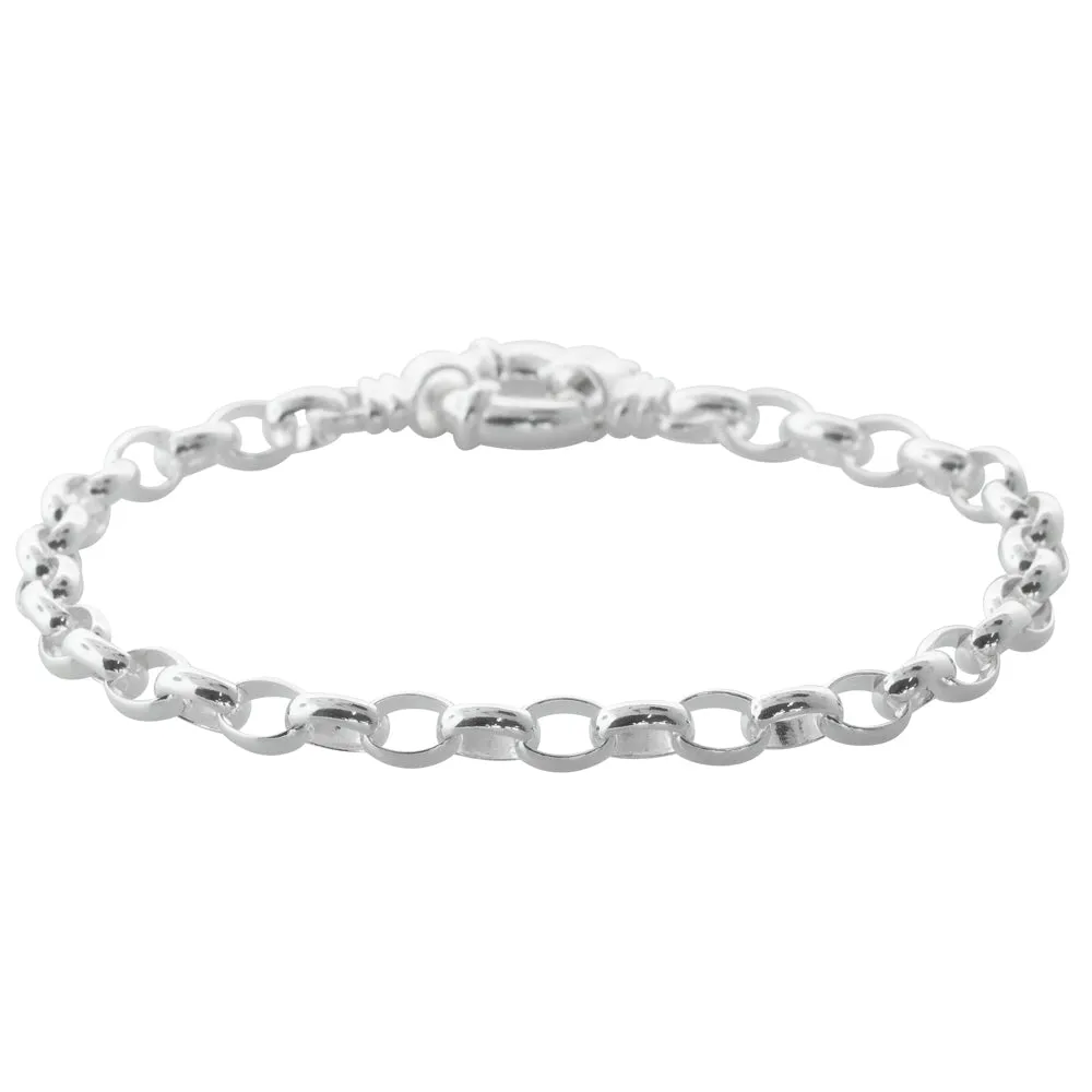 Sterling Silver Oval Belcher Bracelet