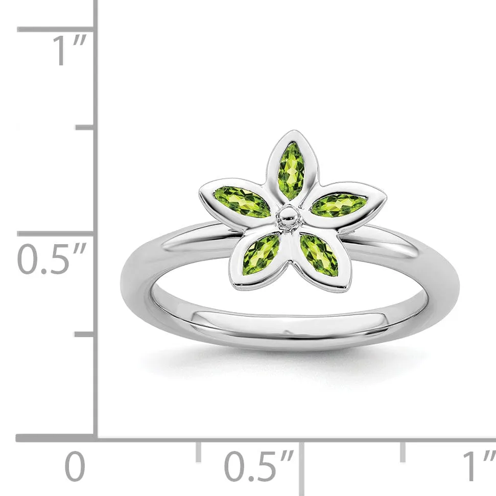 Sterling Silver Peridot Flower Ring