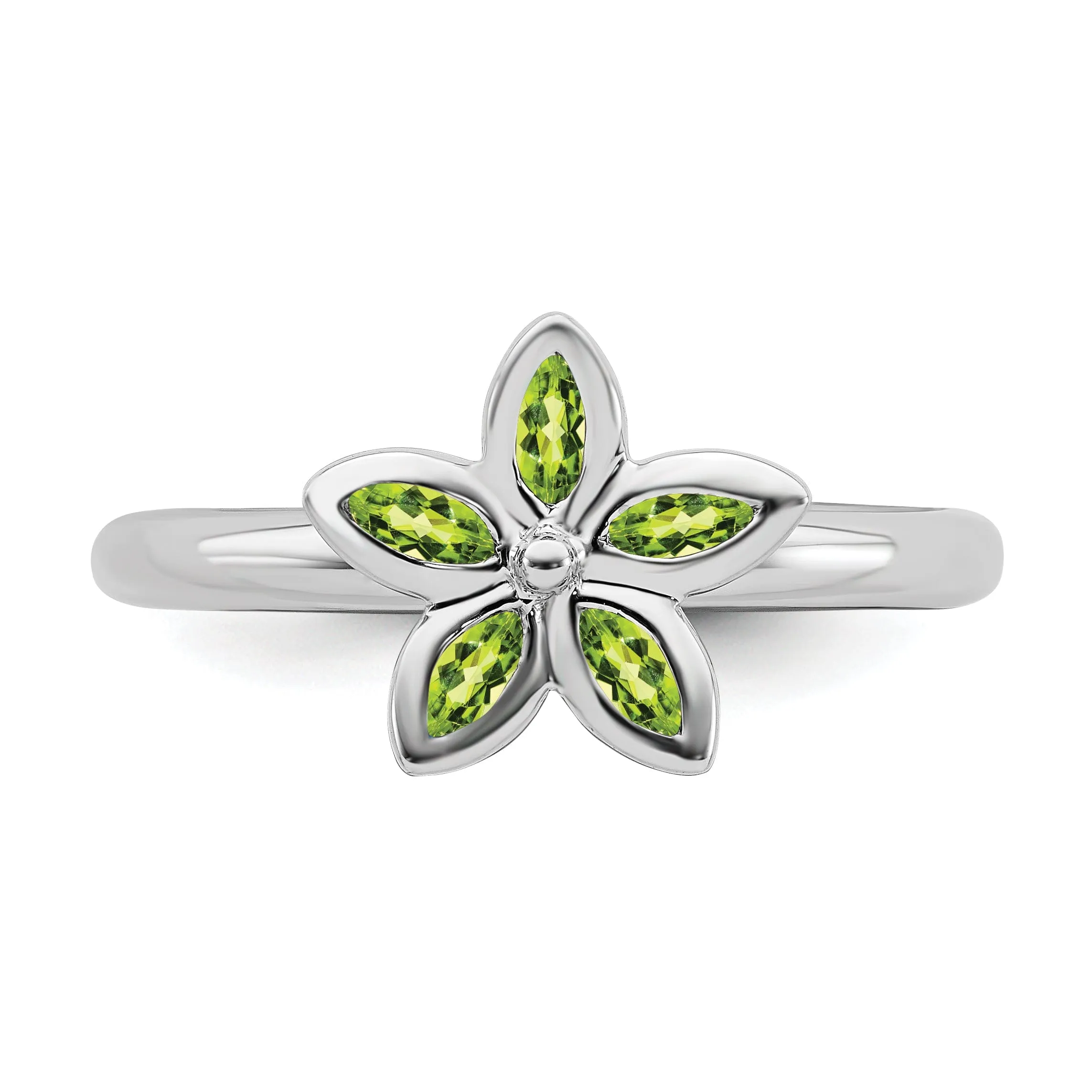 Sterling Silver Peridot Flower Ring