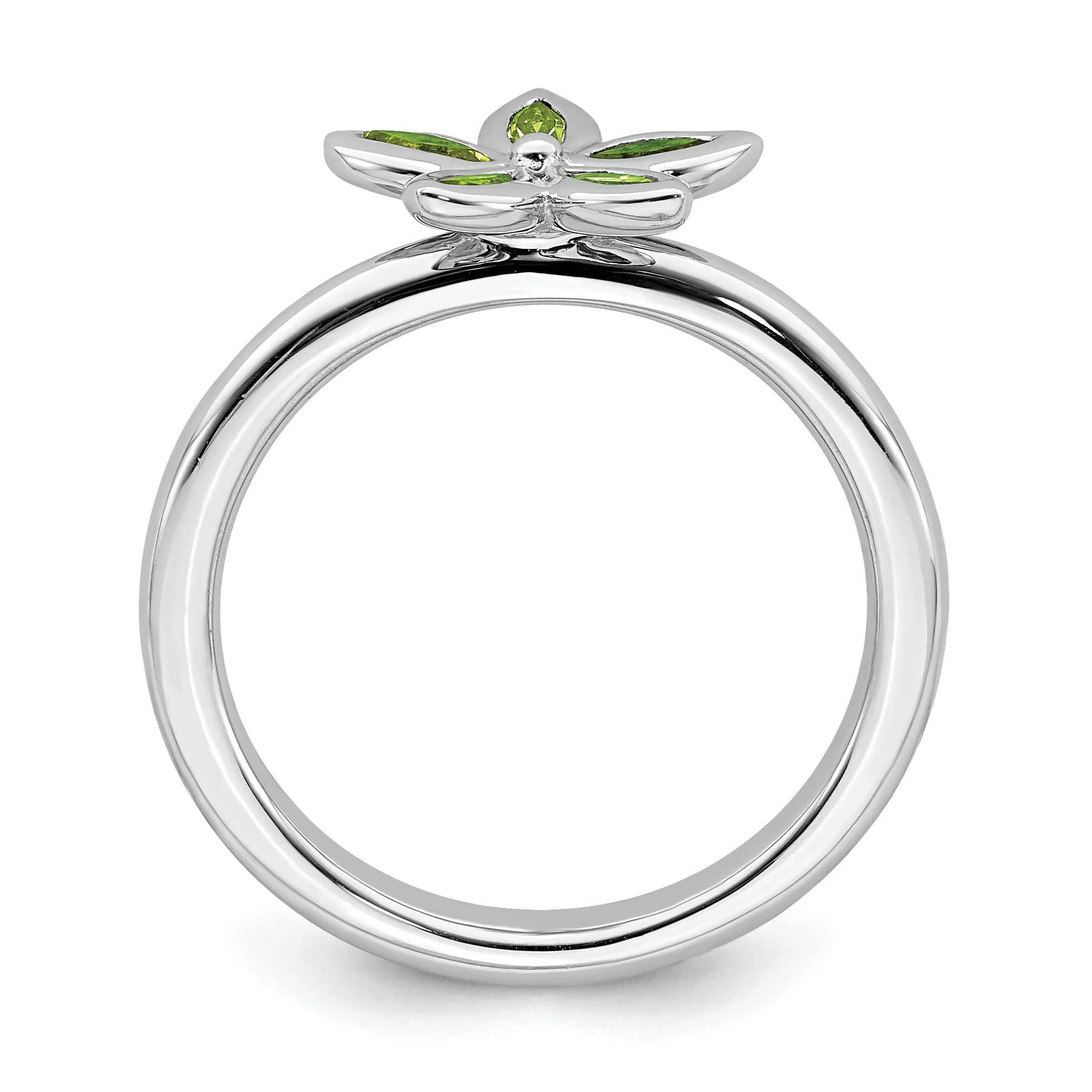 Sterling Silver Peridot Flower Ring