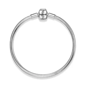 Sterling Silver Snake Chain Bracelet with Barrel Clasp