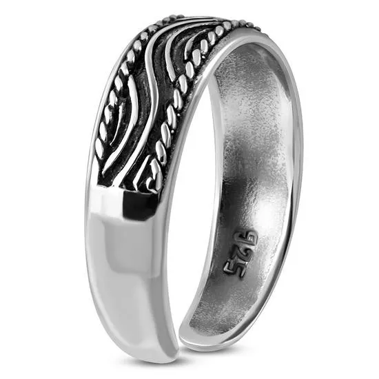 Sterling Silver Waves Toe Ring