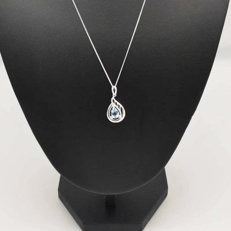 Sterling Silver White Topaz Waterdrop Pendant