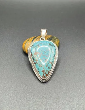 Sterling Sliver Tibetan Turquoise Tear Drop Pendent