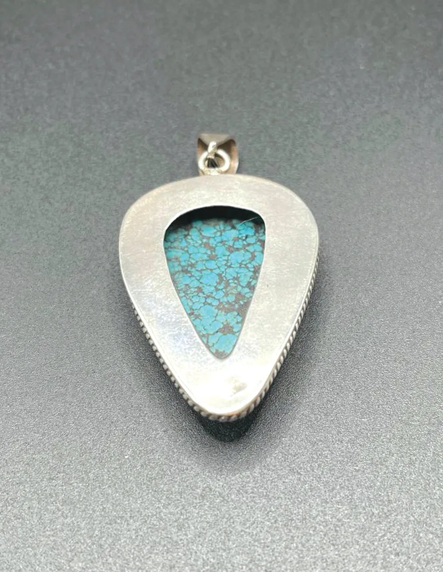 Sterling Sliver Tibetan Turquoise Tear Drop Pendent