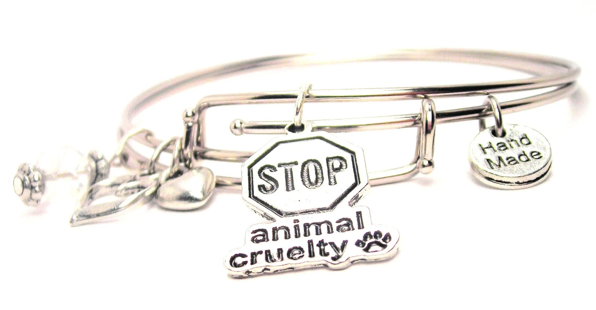 Stop Animal Cruelty Expandable Bangle Bracelet Set