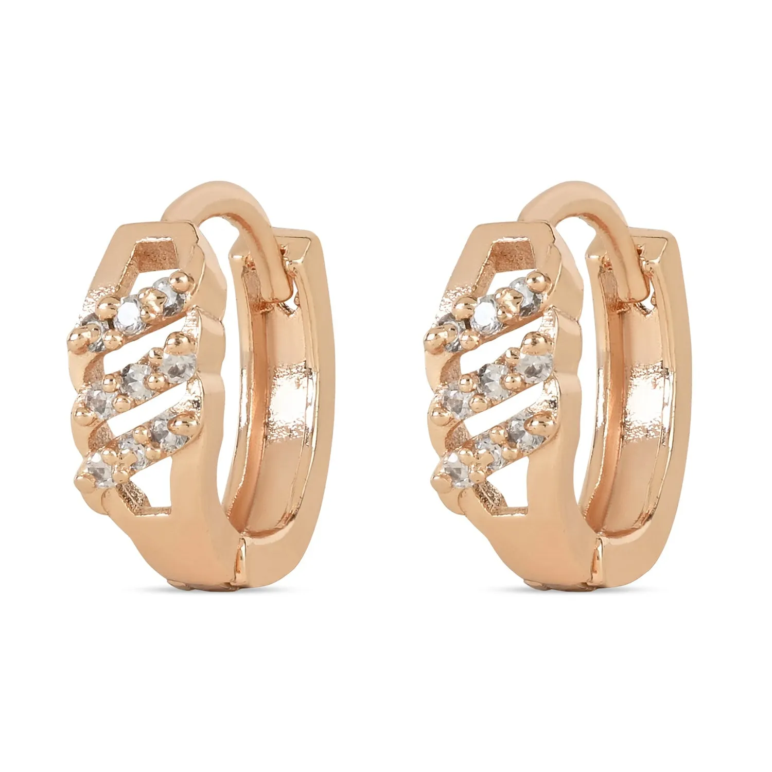 Stylish Latest Fashion Rose Gold-Plated AD Stone Contemporary Studs Earrings for women