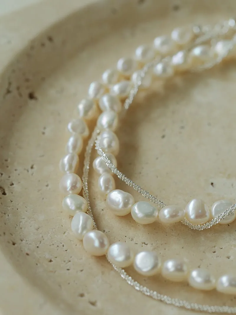 Stylishly Designed Chain Entanglement Pearl Necklace-Pearl