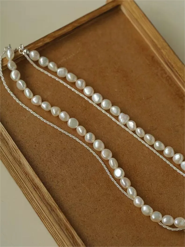 Stylishly Designed Chain Entanglement Pearl Necklace-Pearl