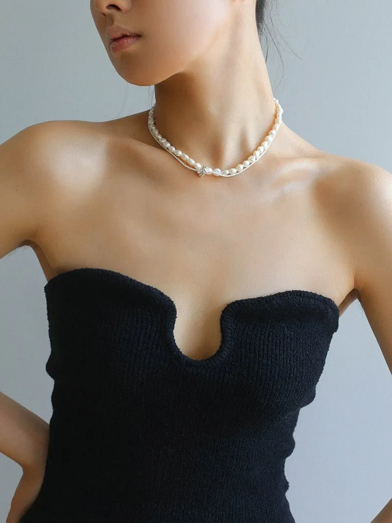 Stylishly Designed Chain Entanglement Pearl Necklace-Pearl