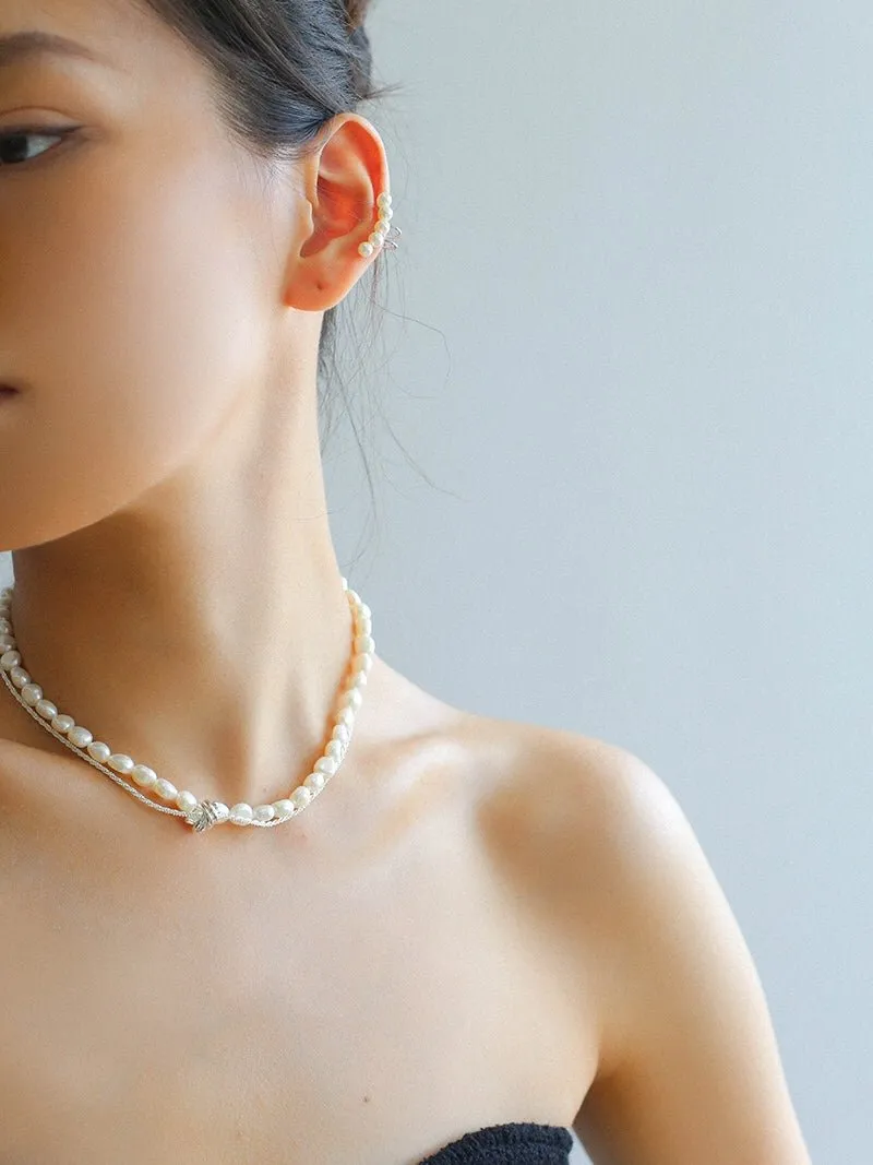 Stylishly Designed Chain Entanglement Pearl Necklace-Pearl