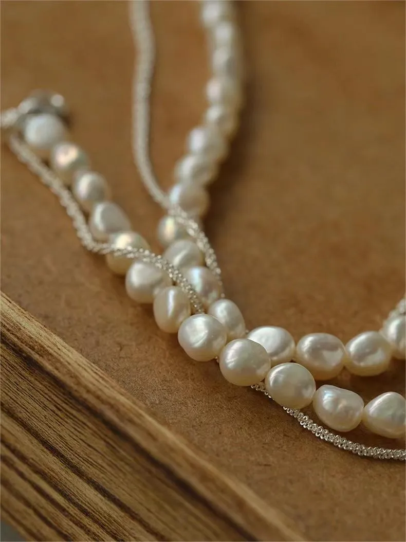 Stylishly Designed Chain Entanglement Pearl Necklace-Pearl