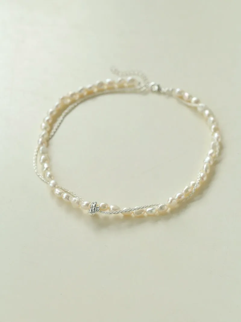 Stylishly Designed Chain Entanglement Pearl Necklace-Pearl