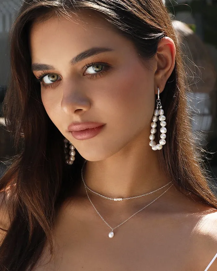 Teardrop Freshwater Pearl Necklace  - Sterling Silver