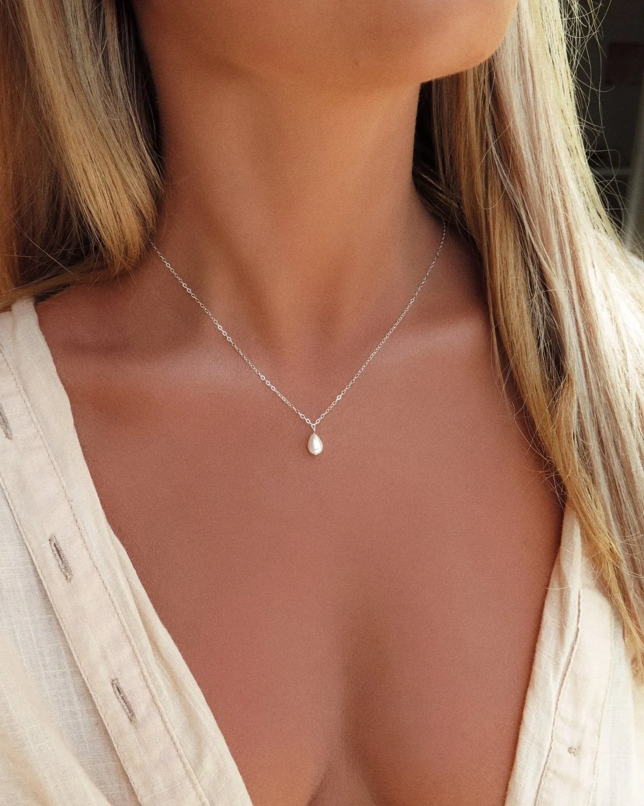 Teardrop Pearl Necklace Set (10% Off)  - Sterling Silver