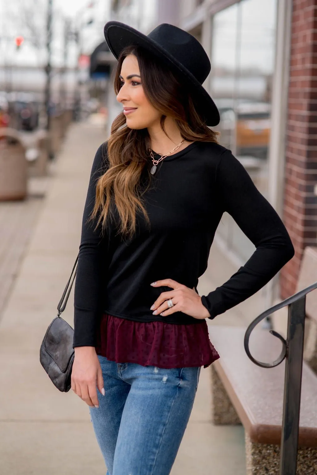 Textured Bottom Sweatshirt