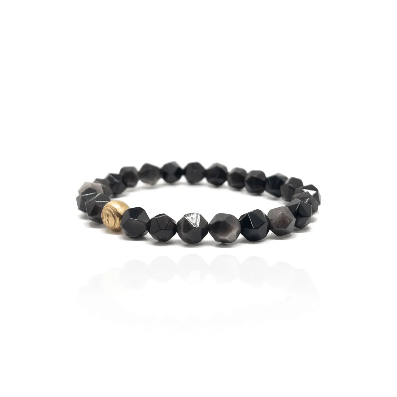 The Faceted Silver Obsidian Signed Bracelet