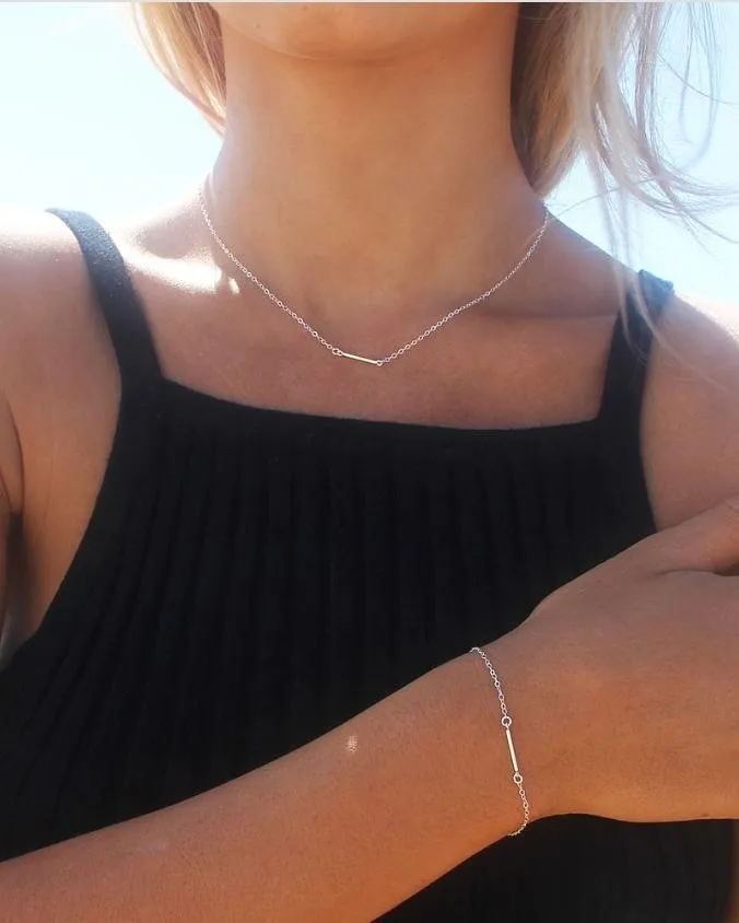 Thin Bar Necklace  - Sterling Silver