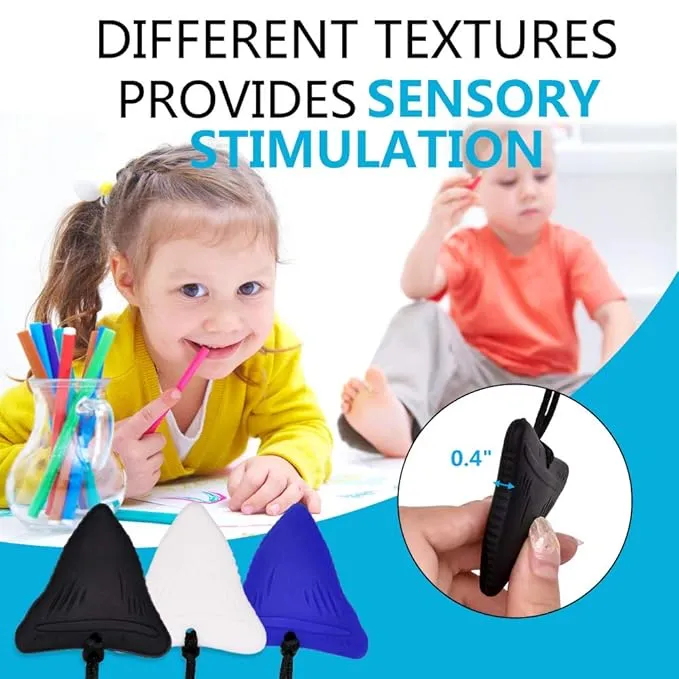 Tooth Sensory Chew Necklace - 3 Pack, BPA-Free Silicone for Kids with Oral Motor Needs